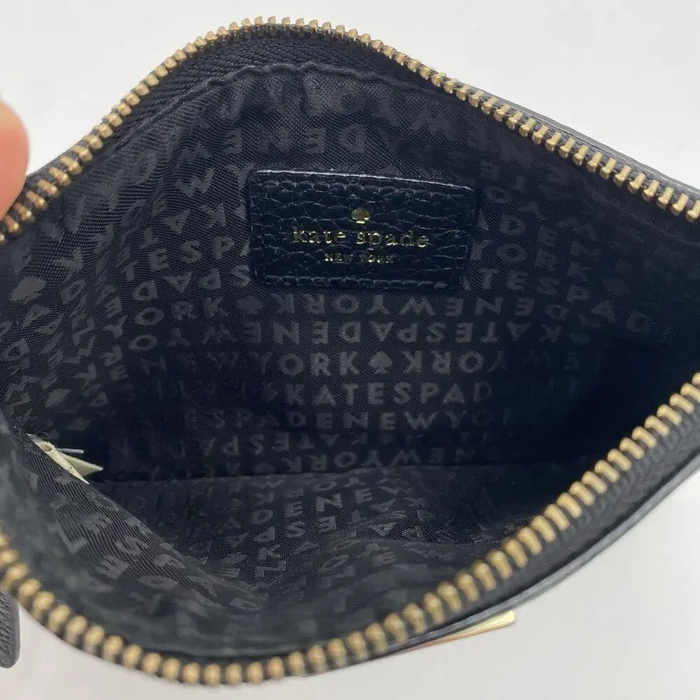 Kate Spade Highland Place Bee Black Pebbled Leather Wristlet | Wallet | Clutch